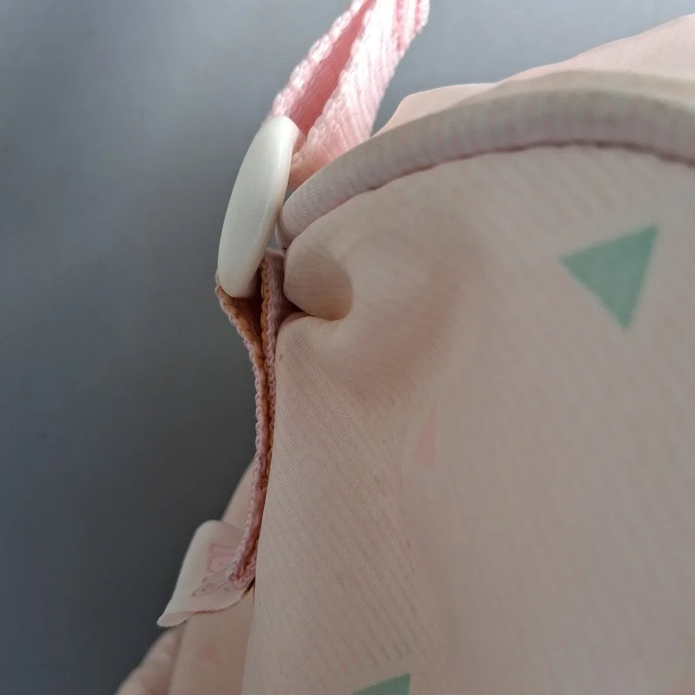 Vintage 80s 90s Vinyl Diaper Bag Pink Mint Green Geometric w/changing pad EVC